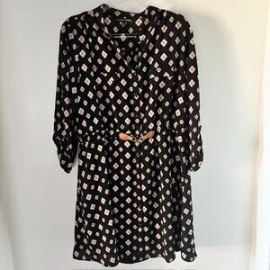 Always Indigo Shirt Dress 2X Black Dusty Pink Diamond Buckle Modern Cowgirl Noir
